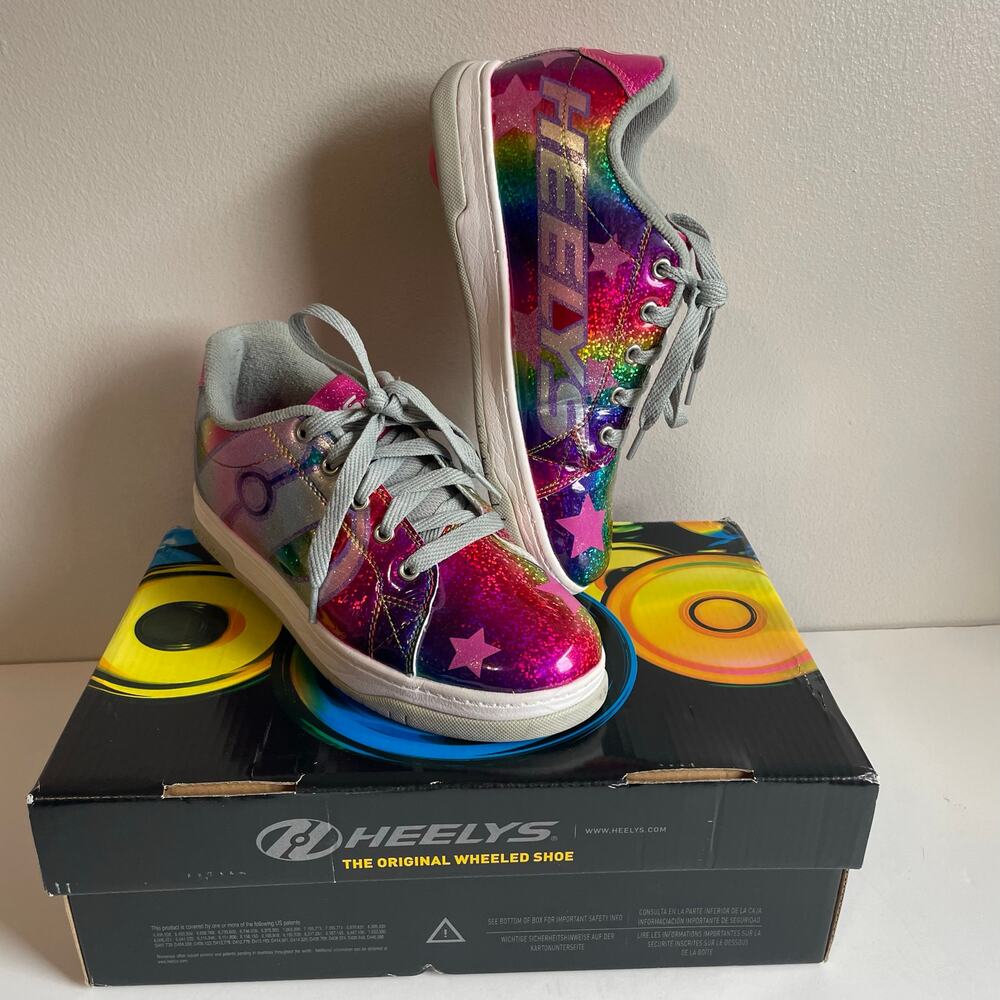 Heelys Split Stars Skate Shoe Pink Holographic Glitter Youth 6 / Women’s 7 - Picture 10 of 16